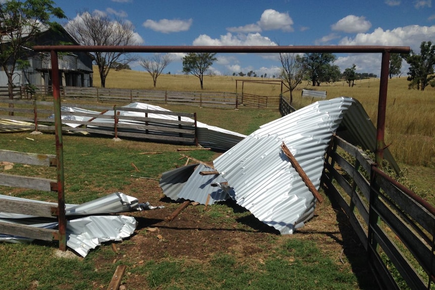 Broken and damaged farm equipment.