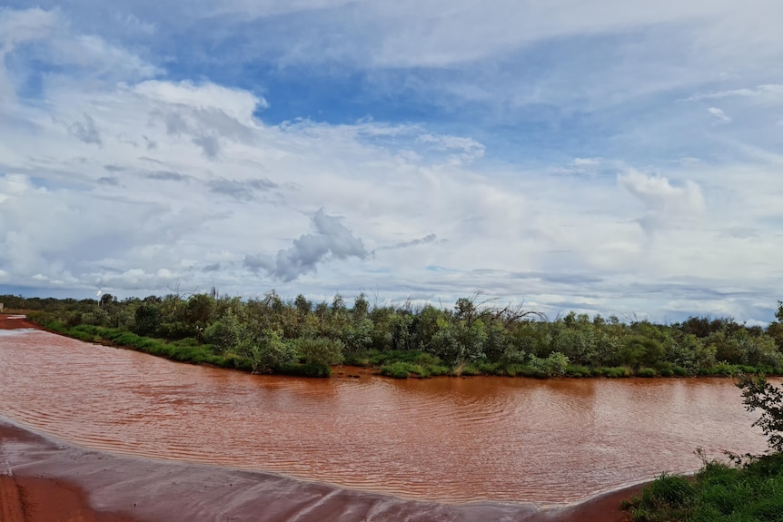 Floodwater and scrub.