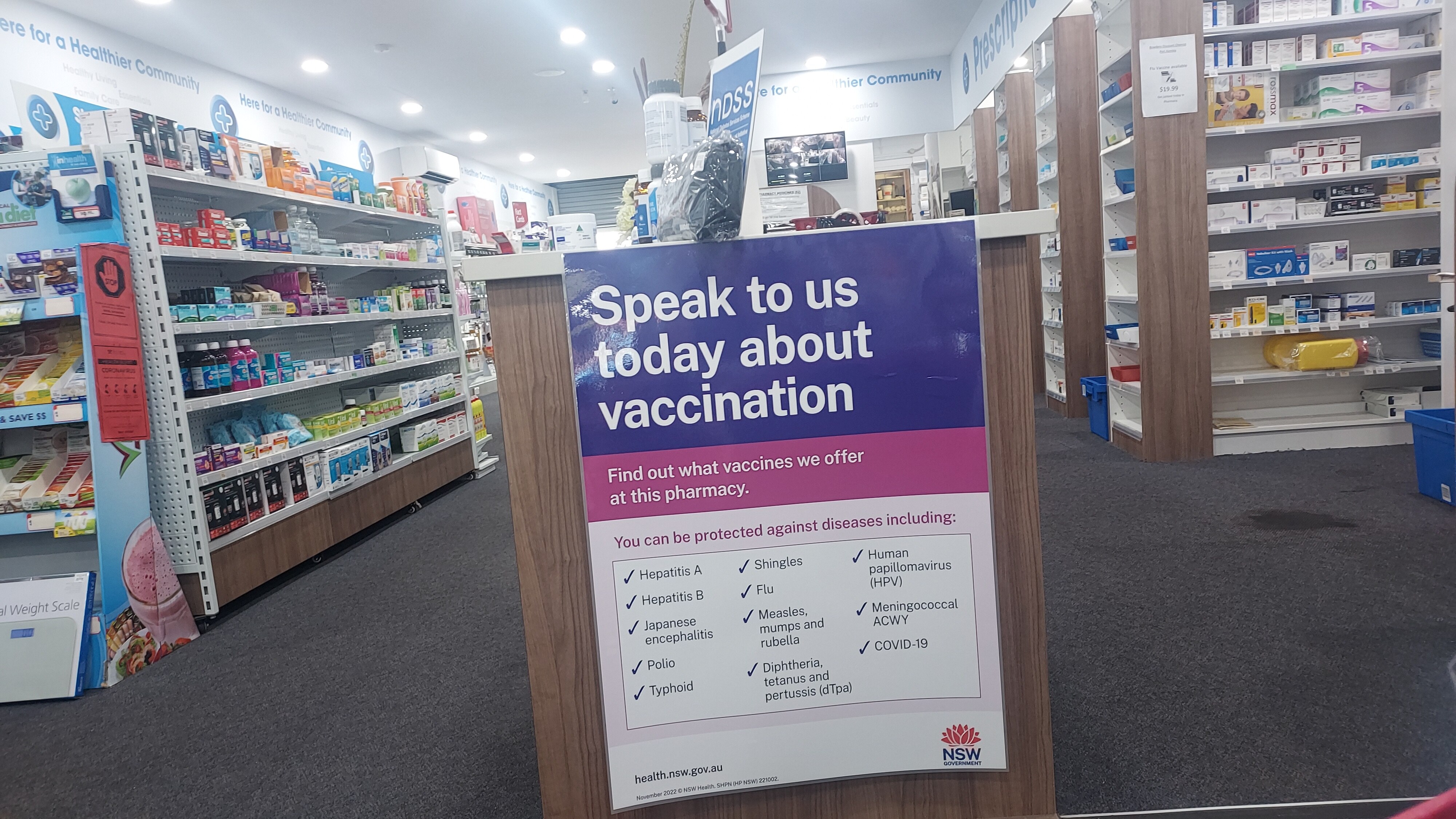 image of vaccination sign in chemist