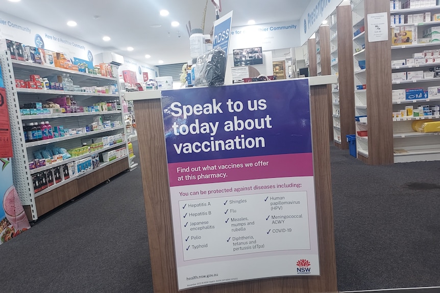 image of vaccination sign in chemist