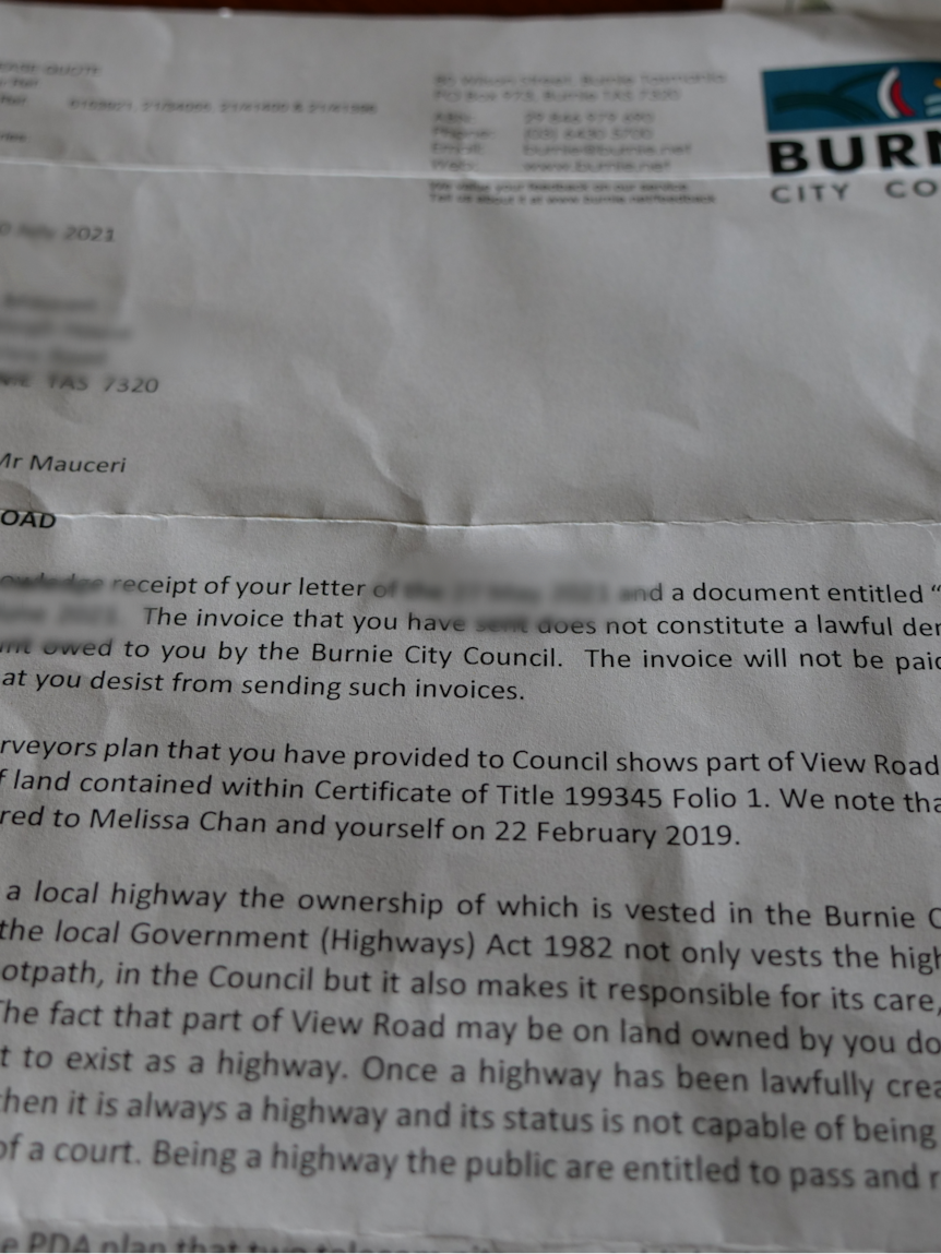 Burnie City Council response to Mike Mauceri