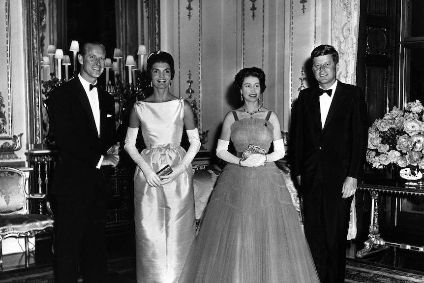 Queen Elizabeth and Prince Philip host President John F Kennedy and Jackie Kennedy in 1961.