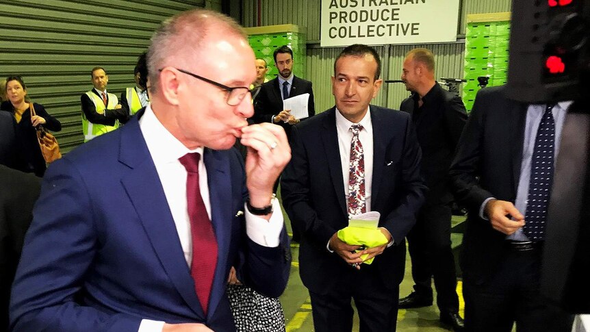Jay Weatherill and Tony Piccolo s at the Produce Collective