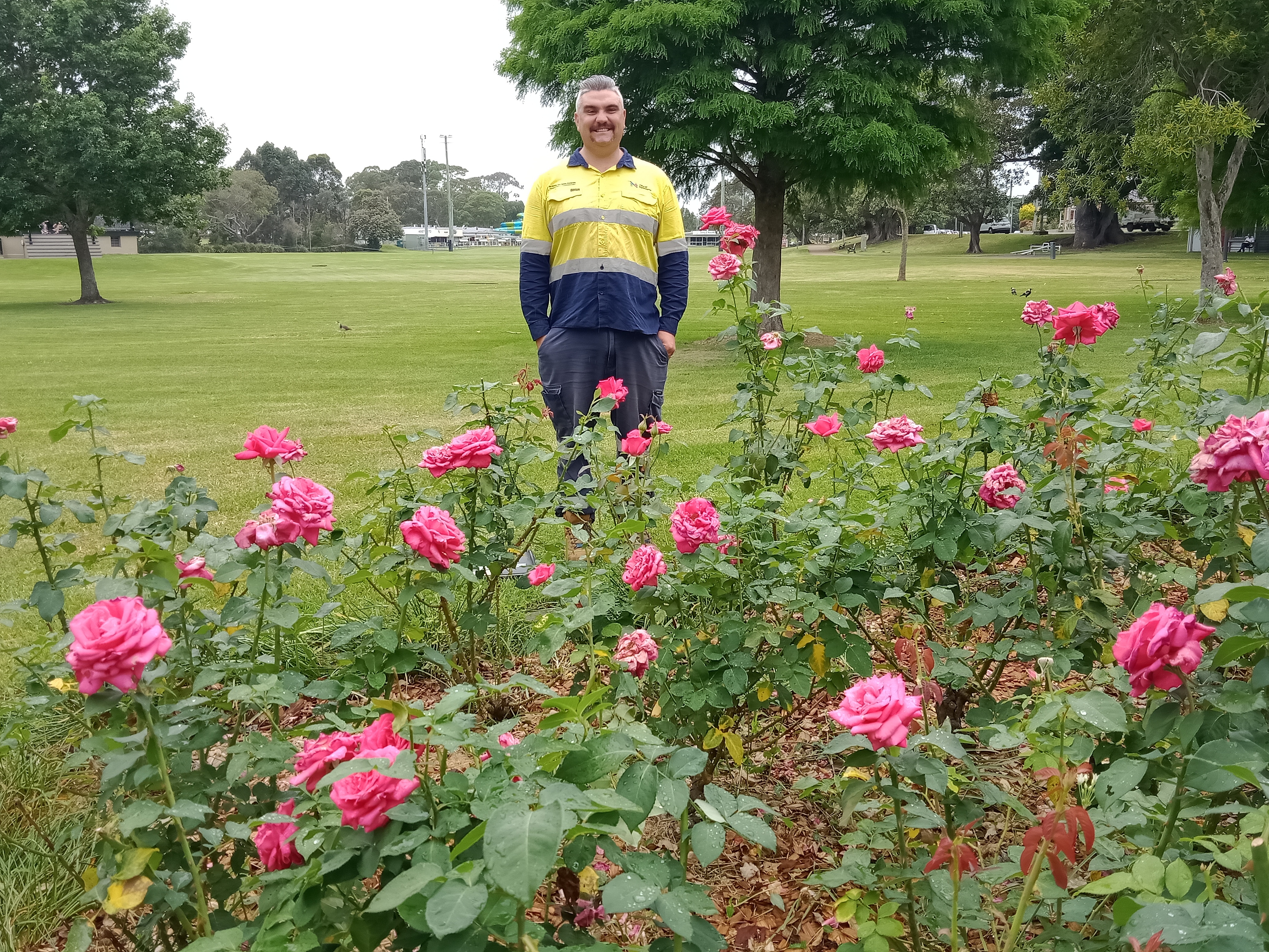 Paul Irvine at the rose garden at Lambton Park. 