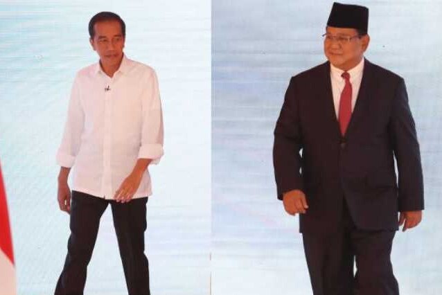 Capres Jokowi dan Prabowo Subianto dalam Debat Capres Kedua (17/2).