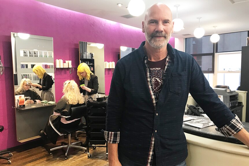 Mark Trueman, owner of Headlines Hair Design, Hobart.