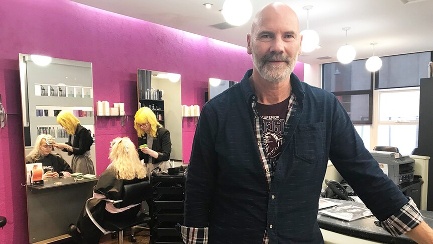 Mark Trueman, owner of Headlines Hair Design, Hobart.