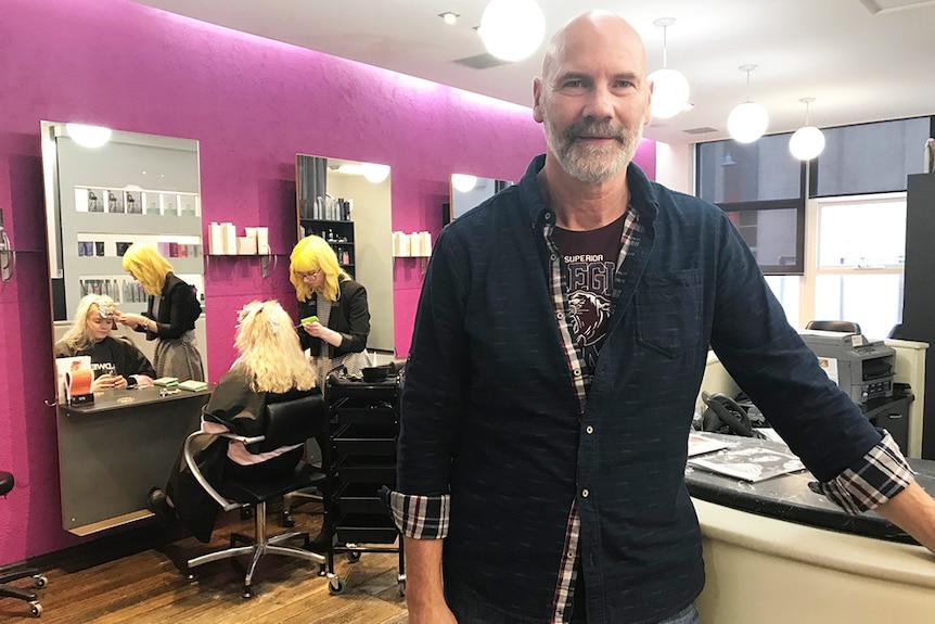 Mark Trueman, owner of Headlines Hair Design, Hobart.