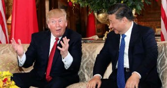 Donald Trump is meeting Chinese President Xi Jinping.