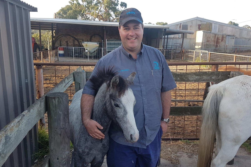 A man with a small horse