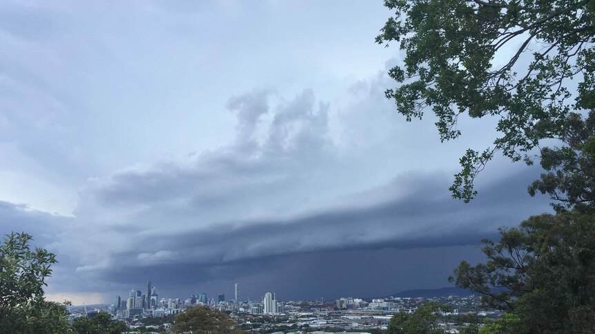 Dark clouds roll in over Brisbane