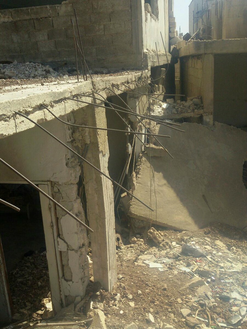 A destroyed home in Al Harra, Syria