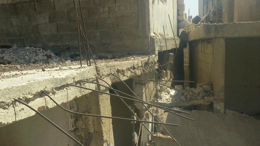 A destroyed home in Al Harra, Syria