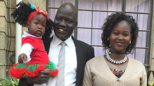 James Nien with his wife Chudier and daughter Nyanok in Kenya.