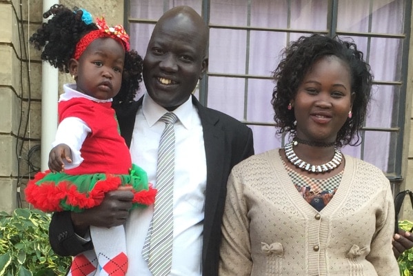 James Nein with his wife Chudier and daughter Nyanok in Kenya.