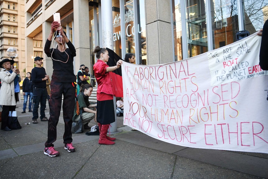 Banner at Elijah Doughty protest