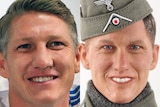Composite of Bastian Schweinsteiger and a Nazi soldier doll