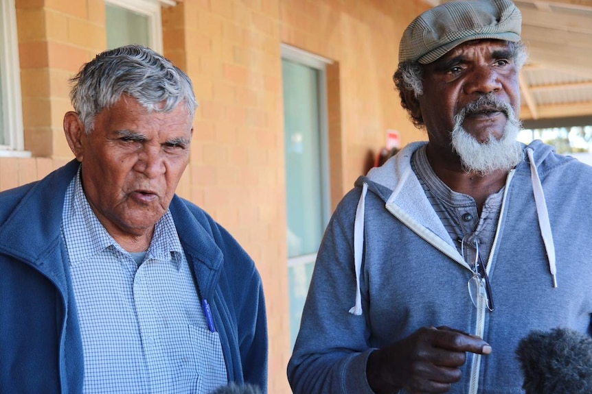 Aboriginal elders Aubrey Lynch and Bruce Smith in Kalgoorlie after the riot over Elijah Doughty's death.