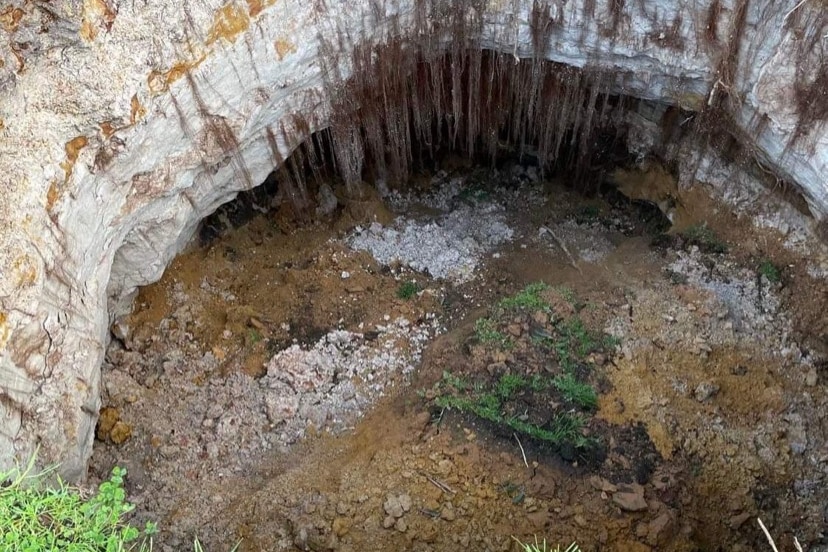 A large sinkhole on a property in Collie, South West WA.