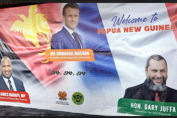 Prime Minister James Marape, President Emmanuel Macron na Oro Governor Garry Juffa