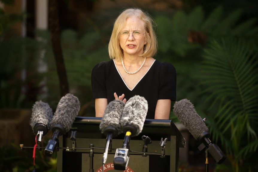 .Queensland Chief Health Officer Dr Jeannette Young speaks at a media conference