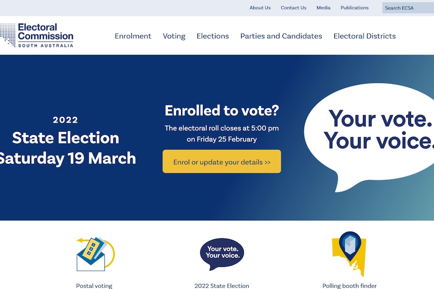 Site-ul web al Comisiei Electorale din Australia de Sud