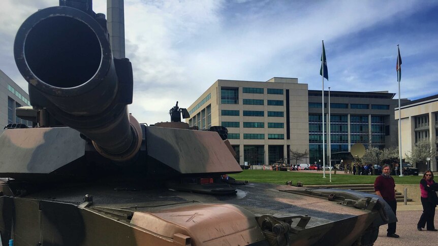 An M1A1 Abrams tank was among the Army equipment on display in Russell. (29 August 2016)