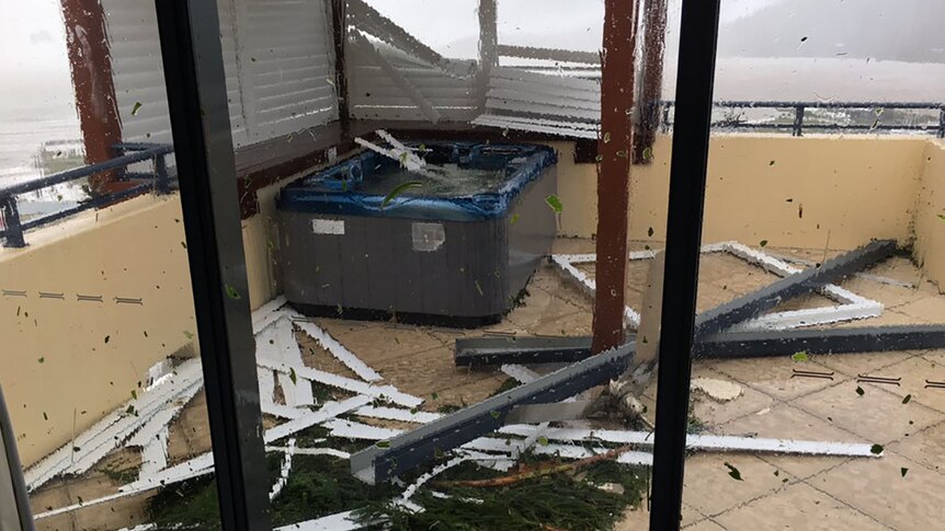 Cyclone damage at a holiday apartment at Airlie Beach.