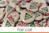 greens party badges verdict fair call half orange half green
