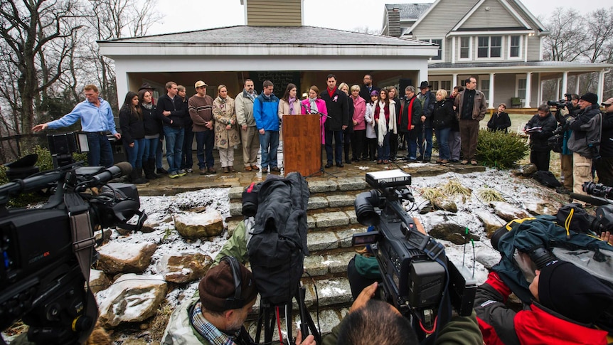 Newtown families address the media