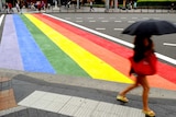 Rainbow pedestrian crossing painted on Oxford Street.