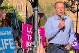 Tony Abbott speaking on stage