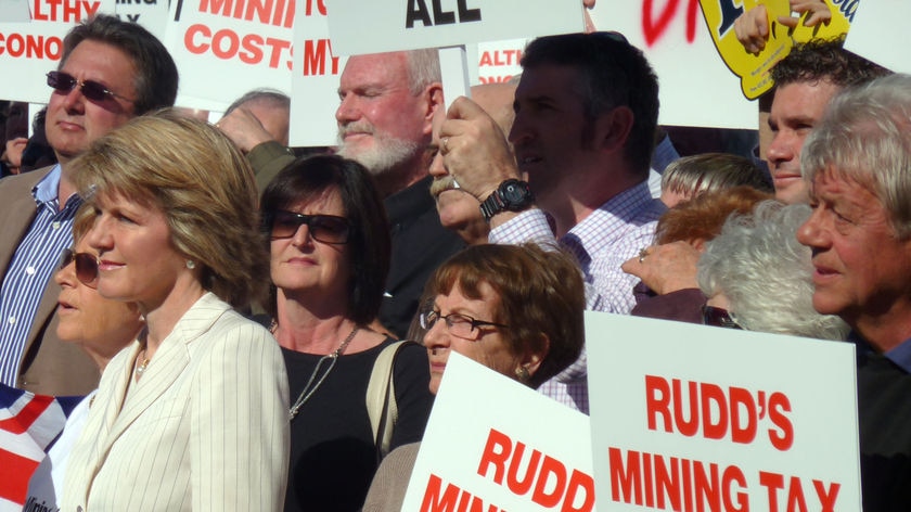 Julie Bishop joins in a protest rally