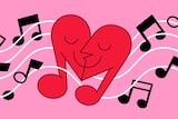 Illustration shows musical note in the shape of a broken heart to depict how to use music to heal after a break-up.