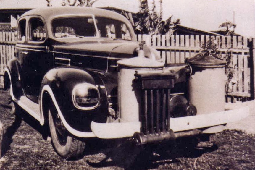 1942 taxi with additional chambers on the front of the engine to reduce fuel consumption