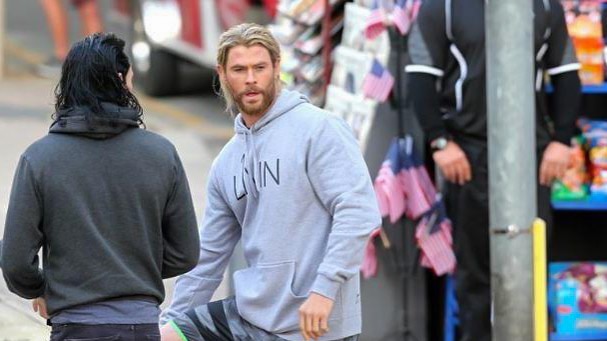 Actor Chris Hemsworth wearing a Livin hoodie.