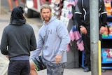 Actor Chris Hemsworth wearing a Livin hoodie.