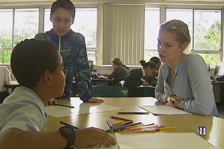 Matraville Sports High School student teacher Courtney Thompson in the classroom.