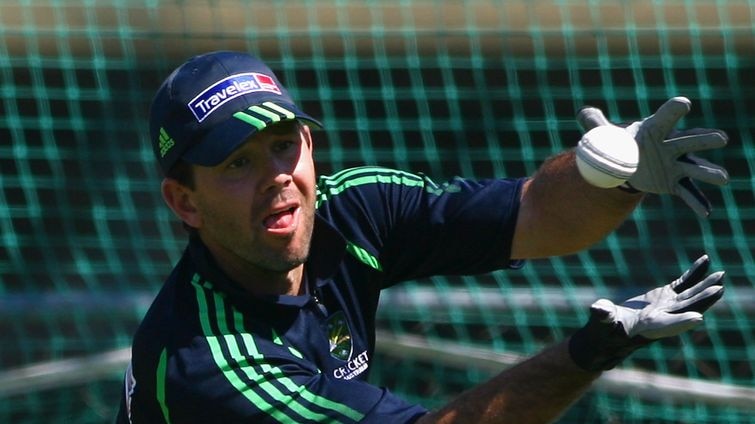 Ricky Ponting does some catching practice