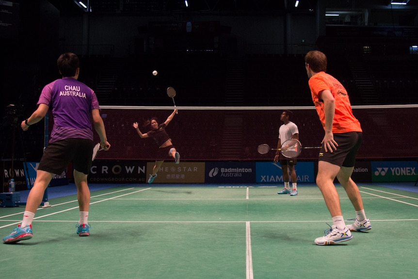 Australian Olympic Badminton team practicing at Sydney Olympic Park