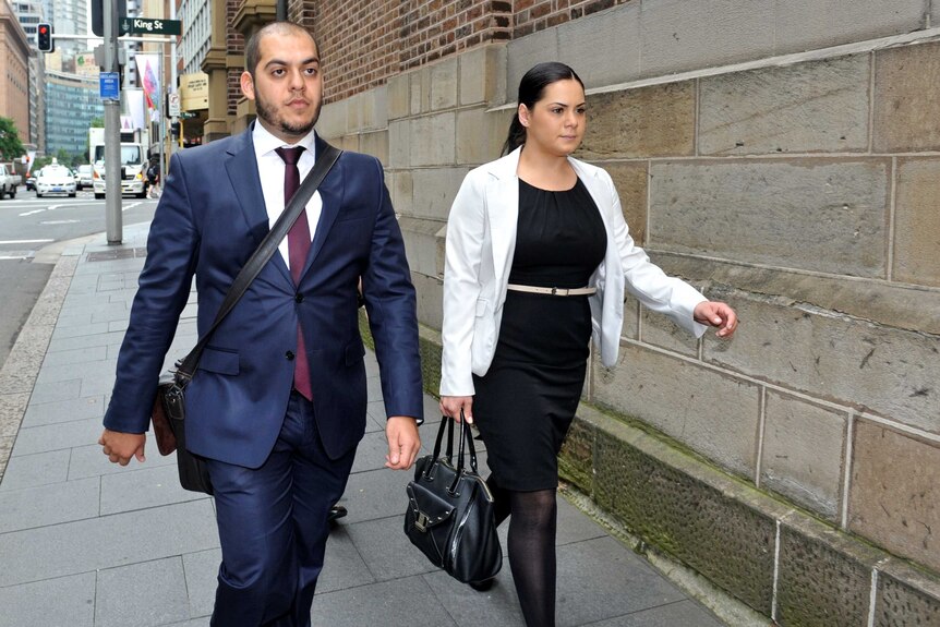 Jessica Silva (R) and lawyer Mustafa Kheir arrive at the Supreme Court in Sydney