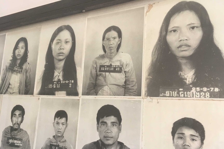 Black and white photo's of Cambodian prisoners.