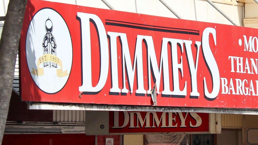 Dimmeys sign outside store.