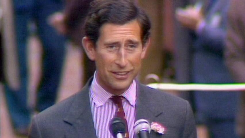 Prince Charles speaks at an event during the 1983 Royal tour of Australia.