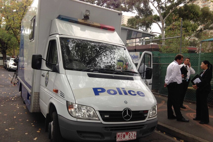 Victoria Police set up an information caravan in Fitzroy