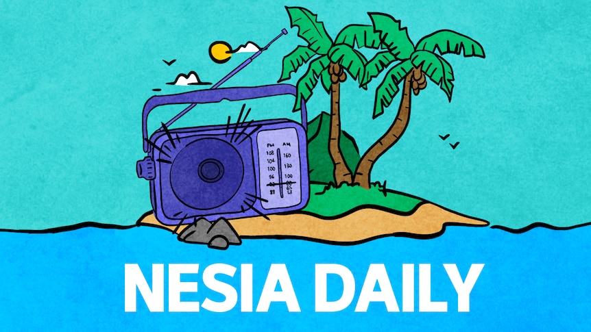 The logo for Nesia Daily shows a radio and a tropical island.