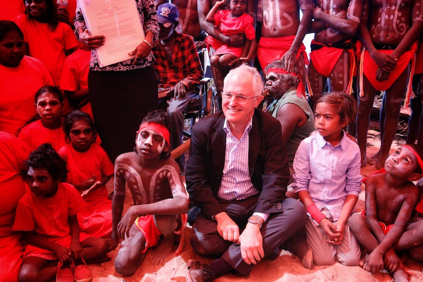 Malcolm Turnbull with Aboriginal children.