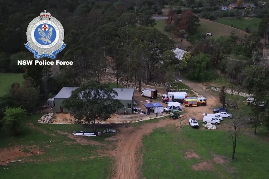 An aerial view of a property