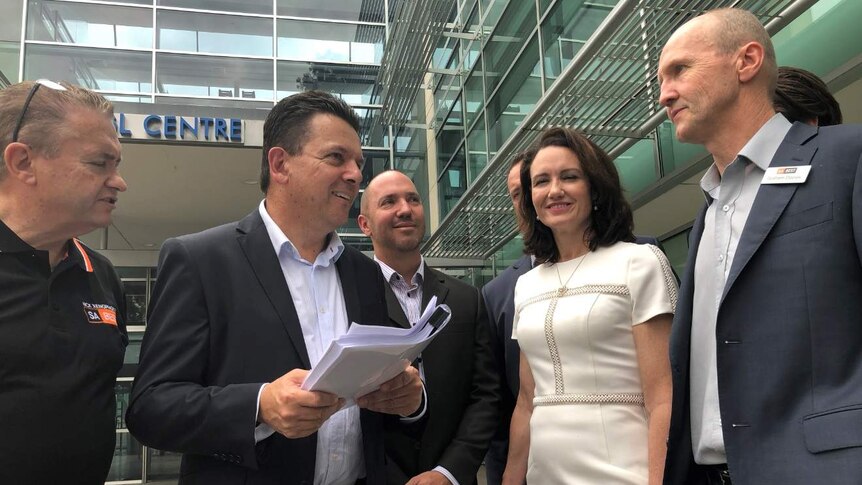 Nick Xenophon surrounded by some of his SA Best candidates.