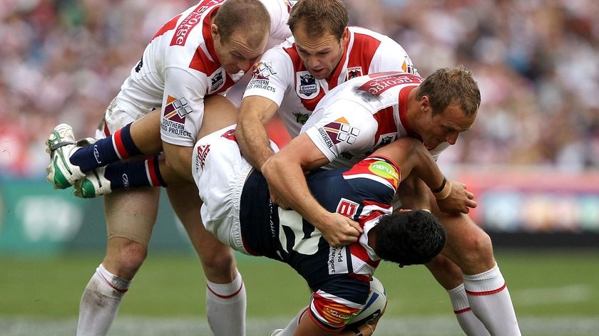 Young blood ... Joseph Leilua was playing just his 16th first grade game for the Roosters.